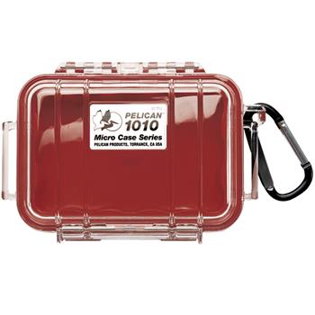 Clear Pelican 1010 Micro Case  with Red Liner