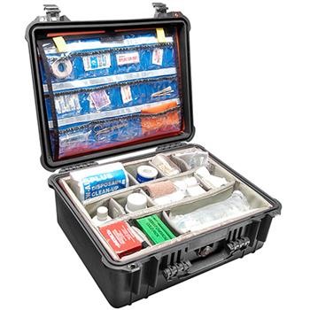 Black Pelican 1550EMS Case with Padded Dividers and Lid Organizer (Contents Shown not Included)
