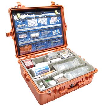 Orange Pelican 1600EMS Case with Padded Dividers and Lid Organizer (Contents Shown not Included)